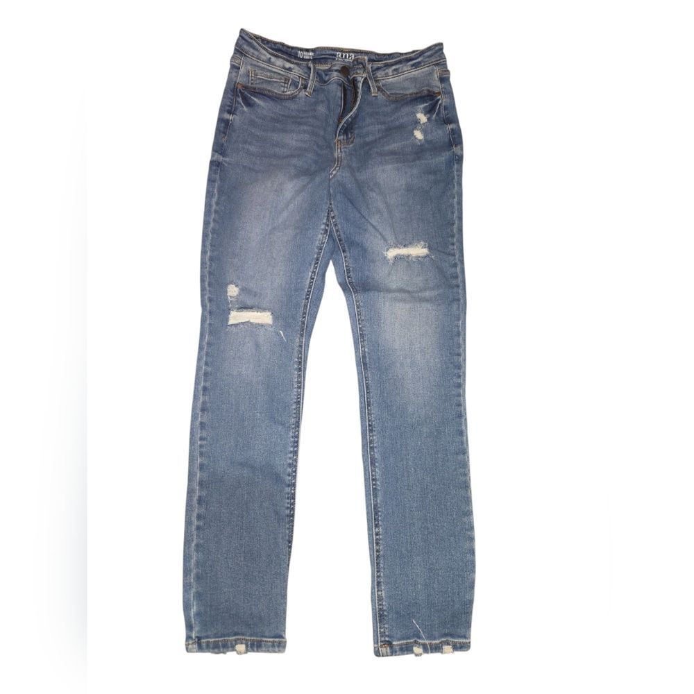 a.n.a Blue Straight Leg Jeans Distressed